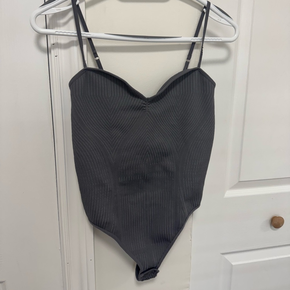 Dynamite Black Pinstripe Ribbed Bodysuit